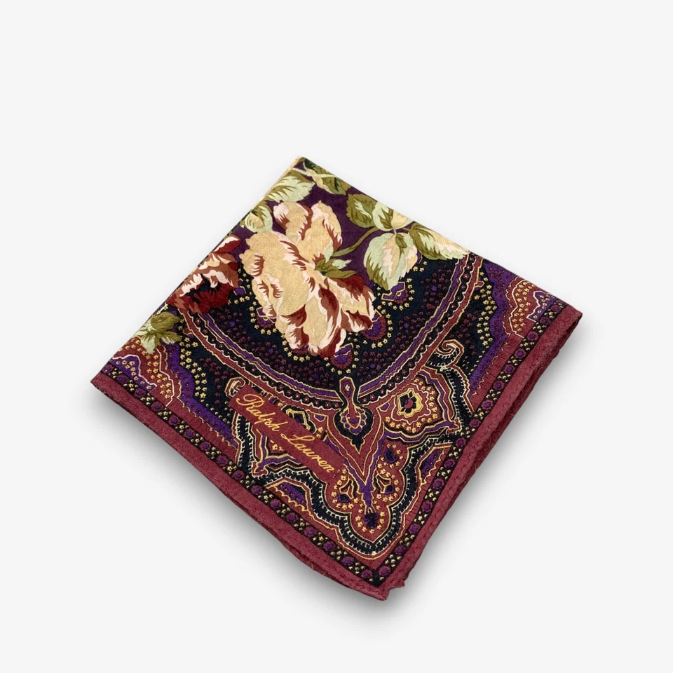 Pañuelo Vintage Ralph Lauren Bufanda Floral Ramo Pañuelo Pañuelo Bandana 20x20 Foto 4 de 4