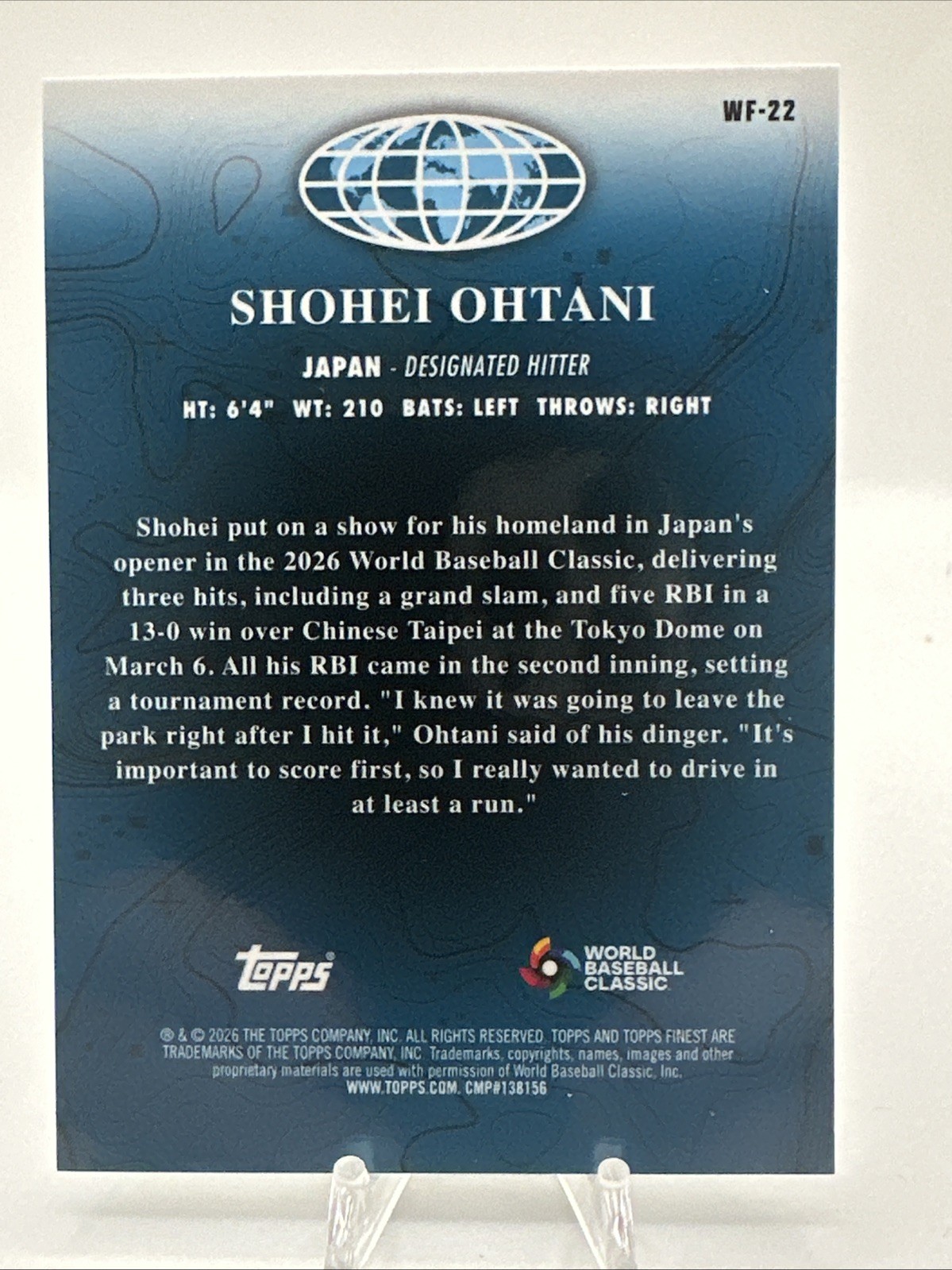 Shohei Ohtani 2026 Topps Finest World’s Finest SP DODGERS JAPAN view 2
