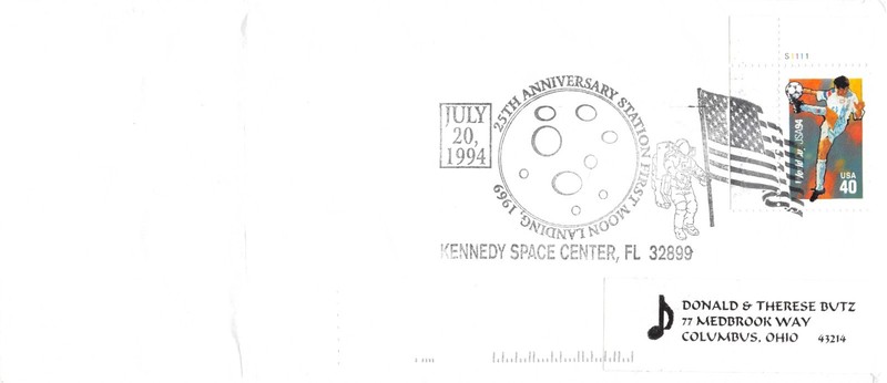 APOLLO 11 25th ANNIV KENNEDY SPACE CENTER FANCY FLAG CANCEL, NO CACHET SC #2835