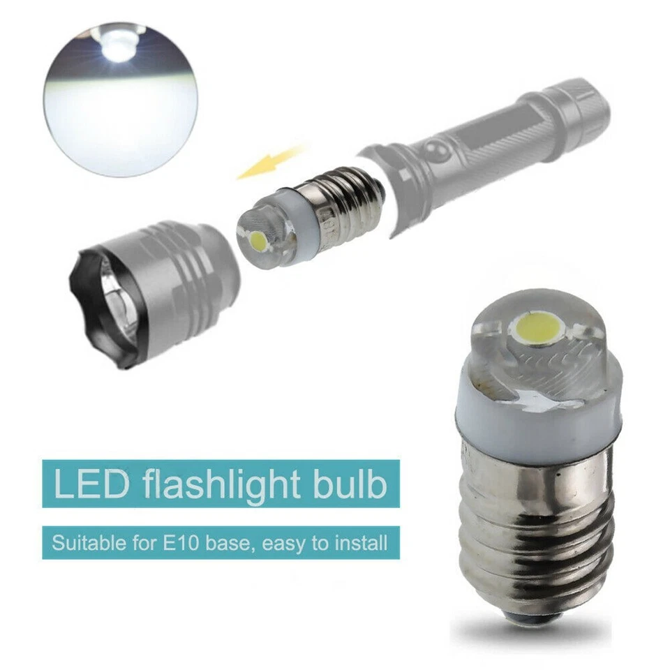 Flashlight Lamp Bulb LED Bulb Work Light Lamp E10 Miniature Screw Bulb 3V DC - Image 4 of 4