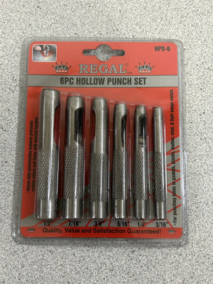 REGAL Hollow Punch Set 6 Pcs 3/16 To 1/2  High Carbon Steel HPS6