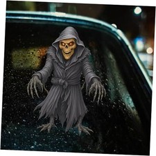 Grim Reaper Decal   7x7in Scary Skeleton Hooded Vinyl Sticker for Car Window,