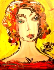 LADY FIRE  MARK KAZAV - ORIGINAL OIL PAINTING  MODERN ART  CANVAS art
