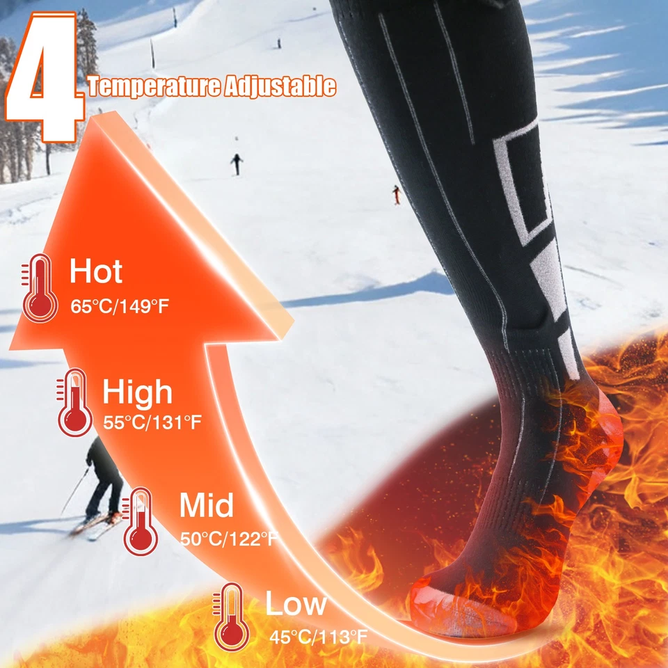 Calcetines térmicos recargables: 2025 mejorados, 7500 mAh, calefacción completa 360 ° (hombres/mujeres) Foto 4 de 4