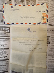 April 27 1956 signed Tong Chinese Ambassador Embassy Tokyo Japan