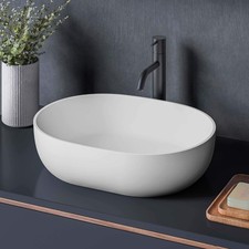 Ruvati 19" White epiStone Solid Surface Modern Bathroom Sink- RVB2119WH REFRB