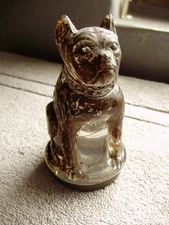 C.1930-1932 PRESSED GLASS "BULLDOG" VAR A CANDY CONTAINER GCC HANDBOOK #189