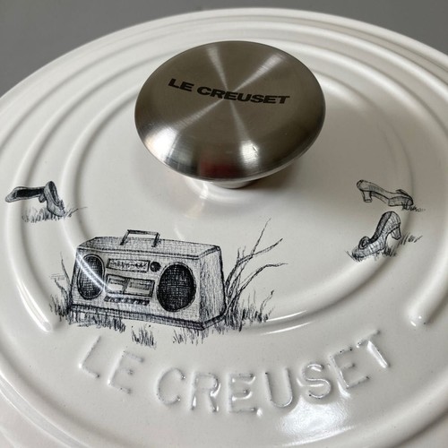 Le Creuset Cocotte Ronde 24cm Harlem Toile Signature Round White Limited France - Picture 18 of 22