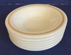 Set of 6 PYREX Tableware #707 Gold/Yellow Band 6 1/2” Rim Cereal Soup Bowls