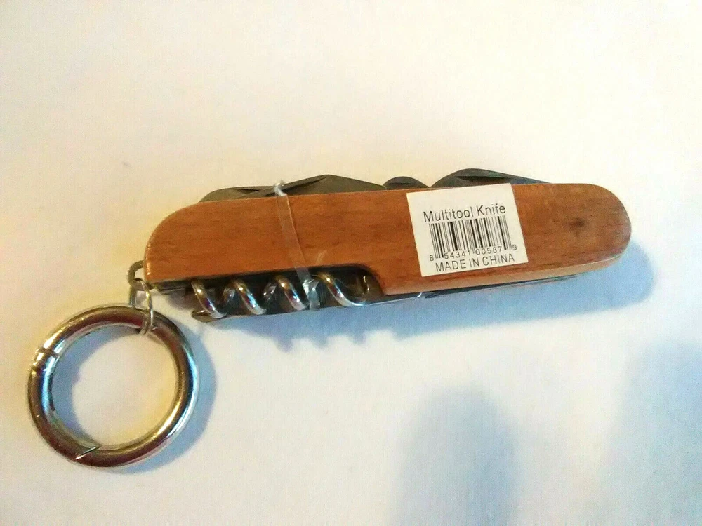 Multi-tool Pocket Knife I love Hunting Engraved  On Wood Key Ring New