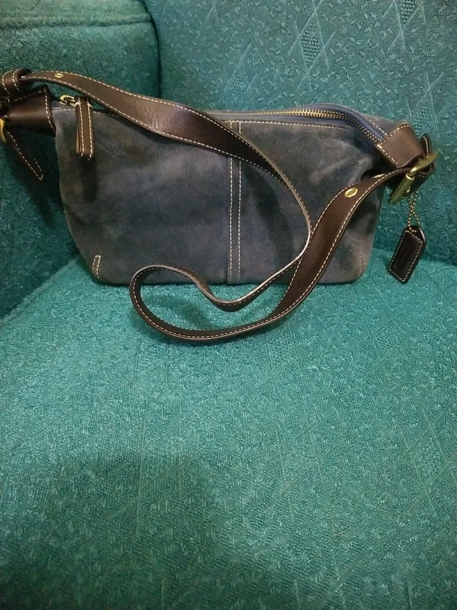 Coach blue suede best sale purse