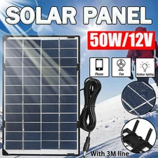 50W Solar Panel 12V Battery Charger System Kit For Outdoor Boat RV Car