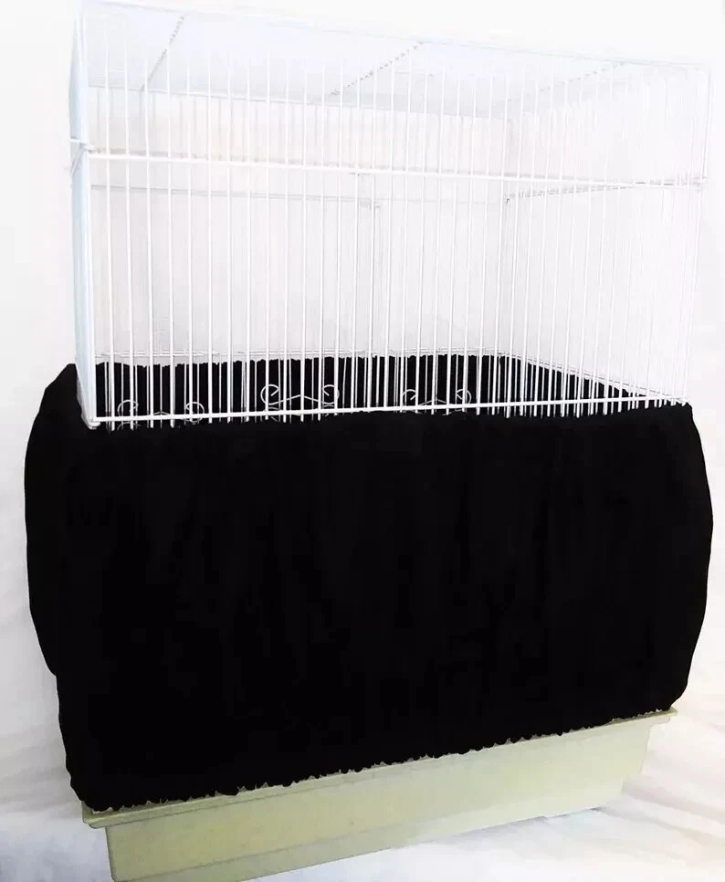 EXTRA LARGE Bird CAGE Seed Catcher SKIRT in "BLACK"