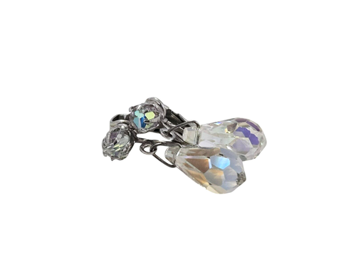Laguna Vintage Silver Tone and AB Crystal Drop/Dangle Clip Earrings - Picture 5 of 6