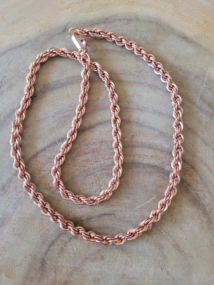 纯实铜绳链项链骑手关节炎疼痛治疗 6 毫米项链 — 第 2/3 张图片