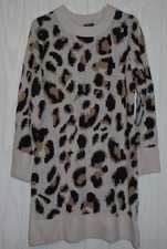 SCOOP Long Sleeve Leopard Print TUNIC Sweater DRESS- Size Medium (4)  NWT