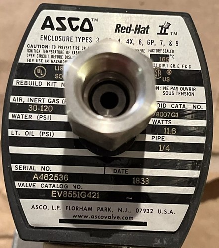 ASCO EV8551G 421 1/4? Supply Solenoid Valve 24V DC BRAND NEW - Picture 4 of 8
