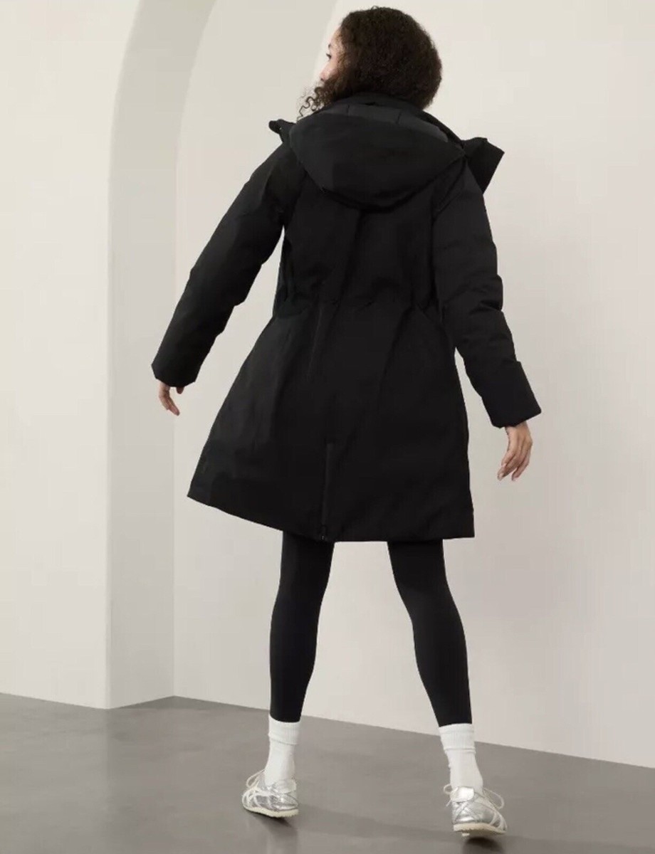New! Athleta Rainout Outbound Parka Jacket Coat, Black SIZE XSmall
