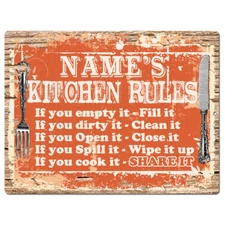PP4235 NAME'S KITCHEN RULES Custom Personalized Chic Sign Decor Funny Gift