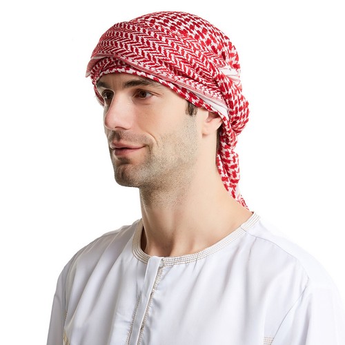Muslim Men Plaid Print Headscarf Arab Shemagh Dubai Turban Cap Middle East Shawl - Picture 33 of 37