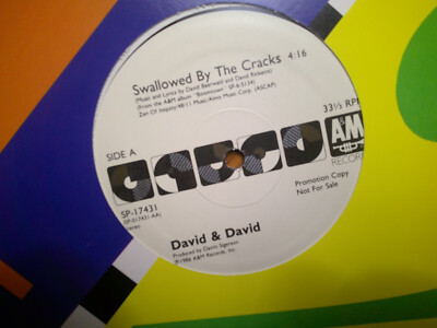 PROMO a&m  12'' SINGLE 45 RECORD/DAVID & DAVID/SWALLOWED BY THE CRACKS/ EX+