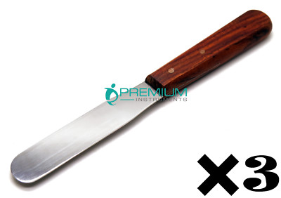 3× Dental Gypsum Spatula 8'' Wooden Handle Cement Spatula Premium Instruments 