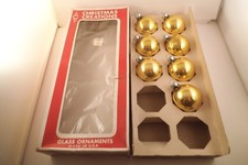 Vintage Lot of 7 Mercury Glass Christmas Ornaments Gold Made in USA