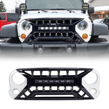White Black Front Armor Grille Woff-road Lights For 2007-2018 Jeep Wrangler Jk