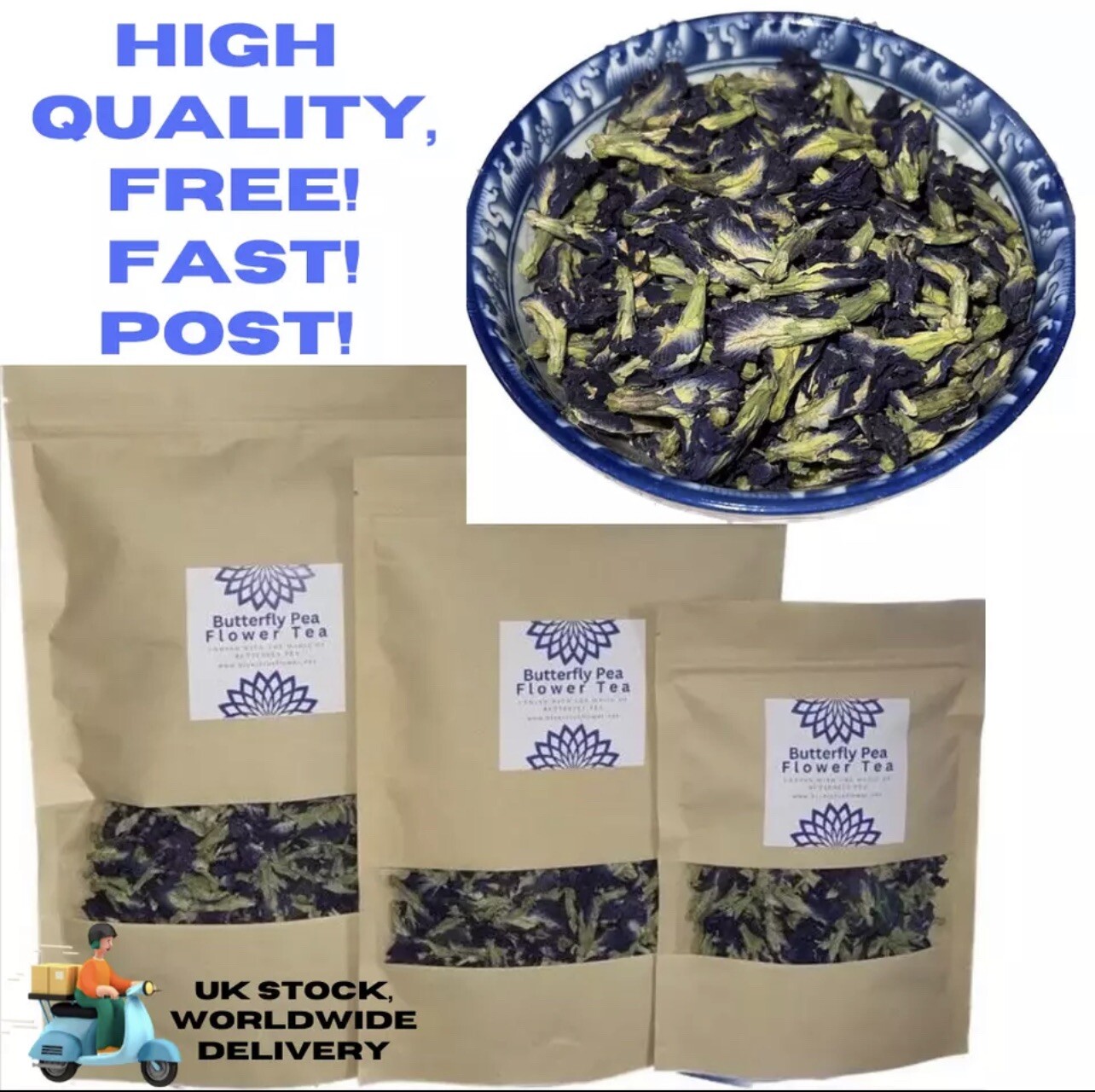 25g Dried Butterfly Pea Whole Flower Organic...