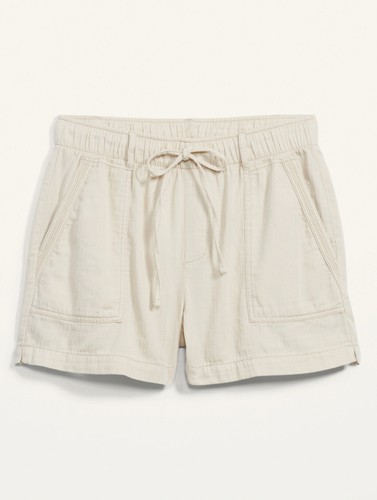 High-Waisted Textured Twill Shorts 
