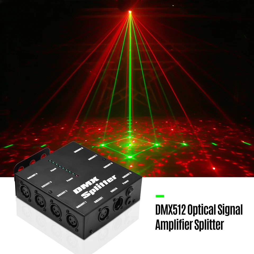 8-Way DMX Splitter DMX512 Optical Splitter Distribution Amplifier 3 Pin XLR G7G4 - Image 2 of 4