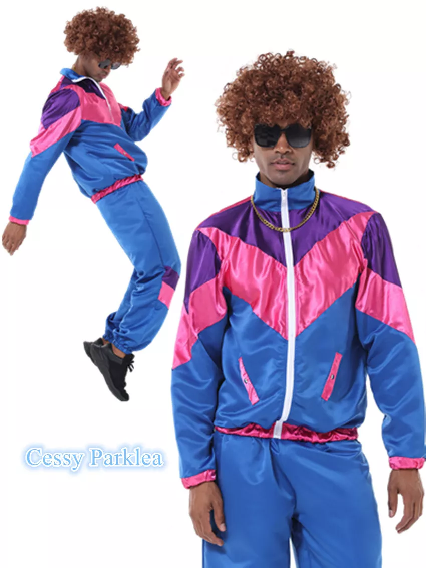 Z-B1-1 Mens 80s 90s Sweat Tracksuit Costume Shell Suit Retro