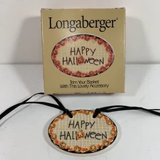 Longaberger HAPPY HALLOWEEN Basket Tie-On w/Jack pumpkin faces - 1999 NEW in box
