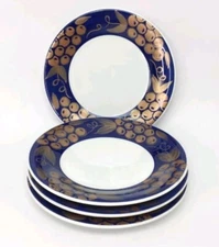 4 Pcs Pier 1 Tuscany Gold 10.5 Dinner Plates 4=for $30 Hand Painted Grape Italy 