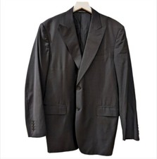 Canali Sal Lauretta Black 100 Wool Two Button Pencil Stripe Blazer Men's EU 52R