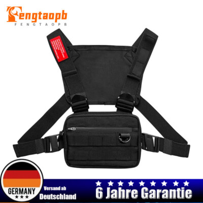 Chest-Bag Tactic Fitness Tasche Sport Brust-Tasche Männer Damen Schwarz Nylon
