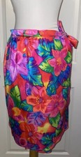 Vintage Jantzen Pink Tropical Flower Print Tie Sarong Cover Up Size Medium