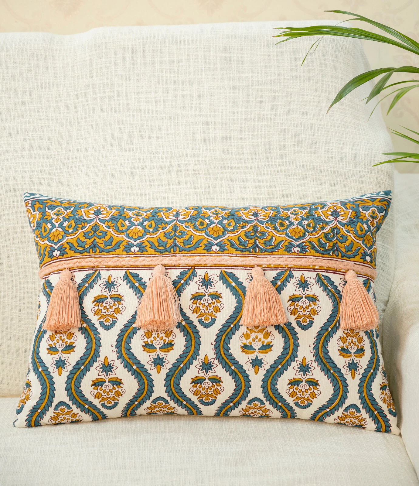 Multicolor Tassel Throw Pillow Covers For Sofa Cushion Cover 16x24 in Set of 1