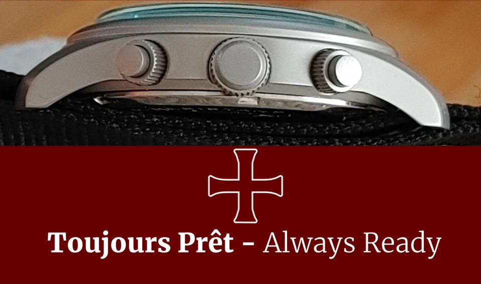 Reloj de campo militar Toujours Pret GMT. Acero inoxidable granallado - Azul Foto 3 de 4