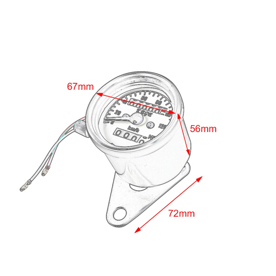 Universal Motorcycle Vintage Odometer KMH Speedometer Meter Gauge For Cafe Racer - Imagem 3 de 4