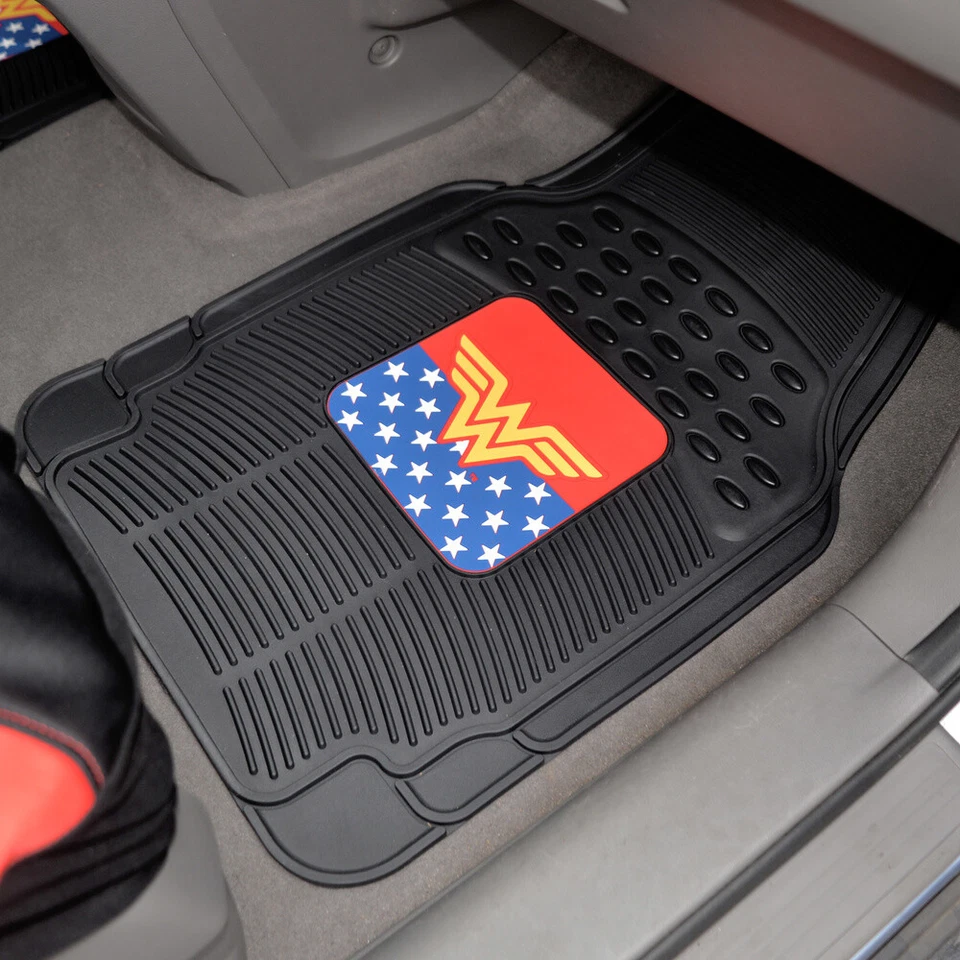 Wonder Woman Car Floor Mats 3 Pieces Full Set Protection Accessory for Auto - Image 3 of 4