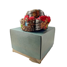 Vintage 1950s HAT Feather Multicolor Designer Coralie GREAT PROP