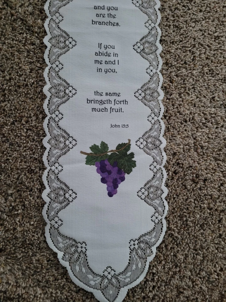 遗产花边壁饰悬挂约翰 15:5 金属衣架圣经诗葡萄藤 — 第 2/4 张图片