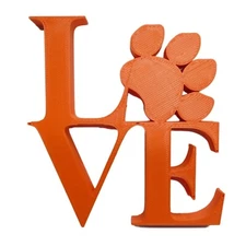 LOVE WORD WITH PAW PRINT TABLE SHELF HOME OR OFFICE DECOR ORANGE USA PR4847