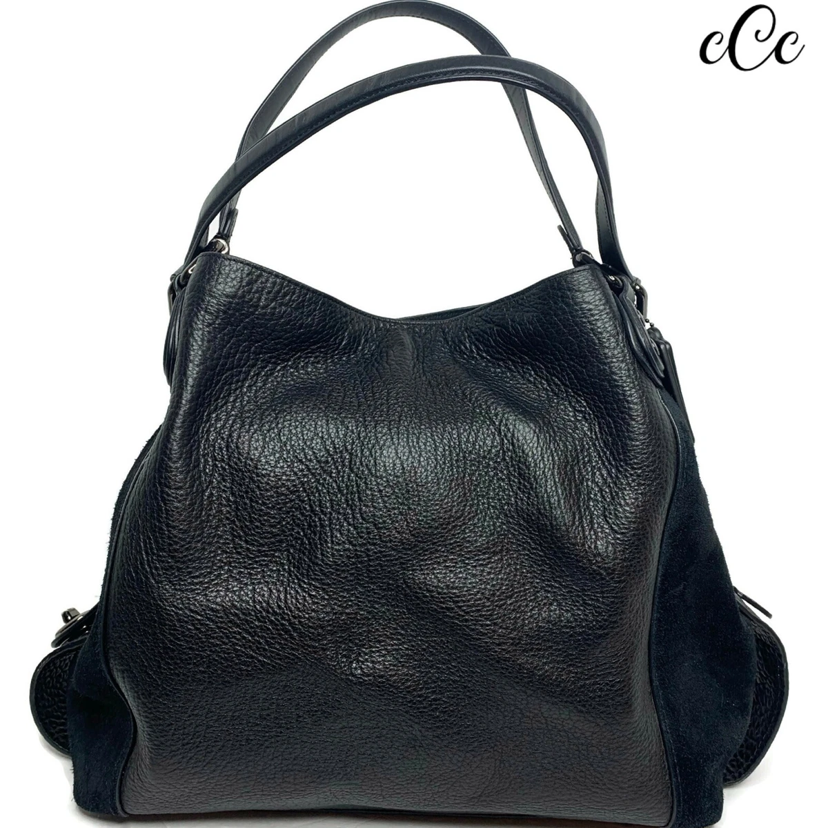 NWT COACH Mixed Leather Edie 42 Black Shoulder Bag Bags