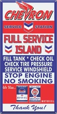 CHEVRON GAS STATION FULL SERVICE ISLAND PUMP SIGN REMAKE ALUMINUM SIZE OPTIONS