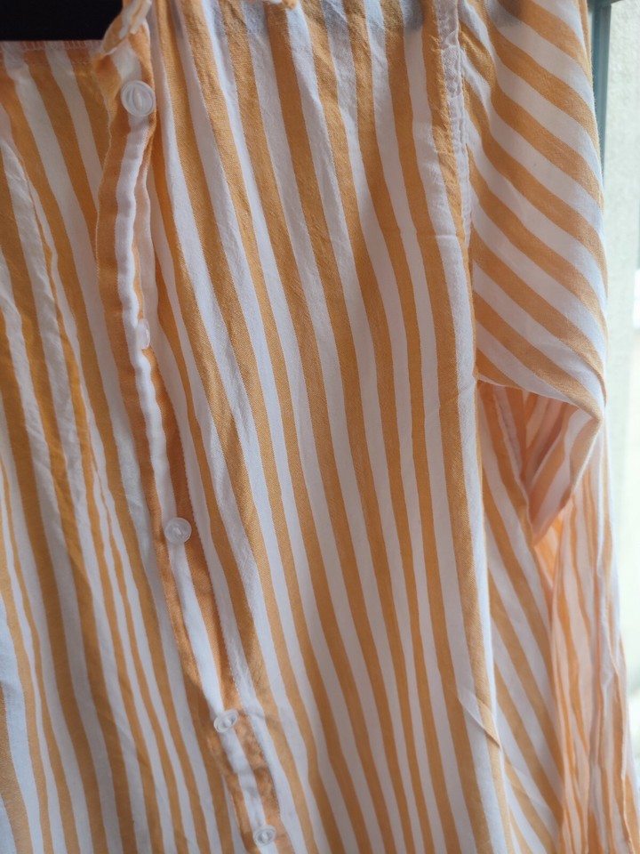 H&M Divided Pinstripe Stripe Pastel Orange Collar Smart Fitted Tailored