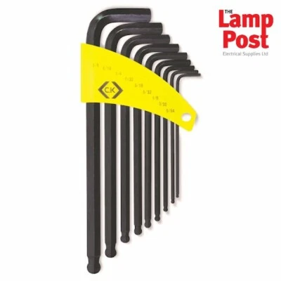 CK Tools T4444I Allen Key Set Ball Ended Long Arm Hex Shank Imperial 5/64"-3/8" - Image 1 of 2