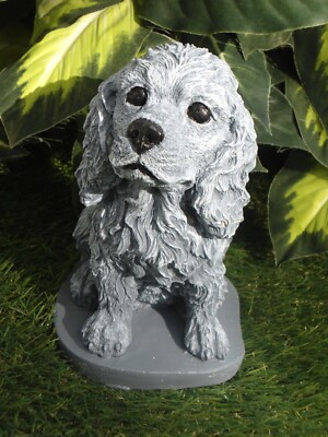 Cocker Spaniel Dog Concrete Statue figurine garden decor Painted in Grays