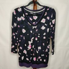 Simply Vera Vera Wang women's size S tunic multicolor v-neck 3/4 sleeves 